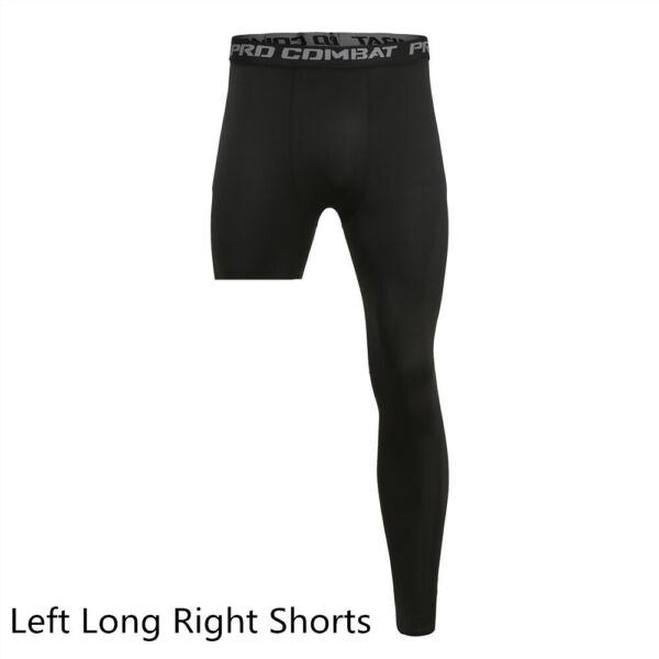 Men Base Layer Trousers Exercise Running Tights Basketball Sport One Leg Pant