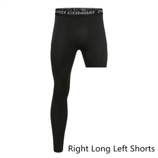 Men Base Layer Trousers Exercise Running Tights Basketball Sport One Leg Pant