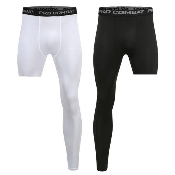 Men Base Layer Trousers Exercise Running Tights Basketball Sport One Leg Pant