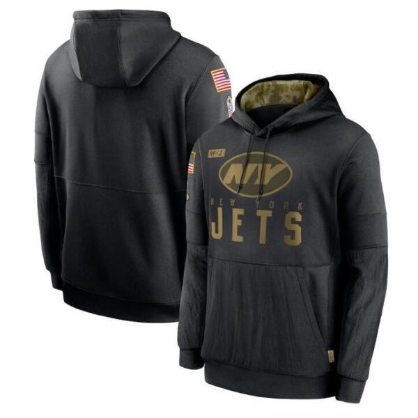 Men's New York Jets Hoodie Salute to Service Sideline Therma Pullover Sweatshirt