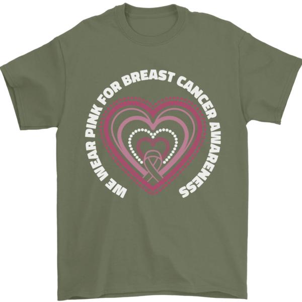 Breast Cancer Awareness I Wear Pink Mens T-Shirt 100% Cotton