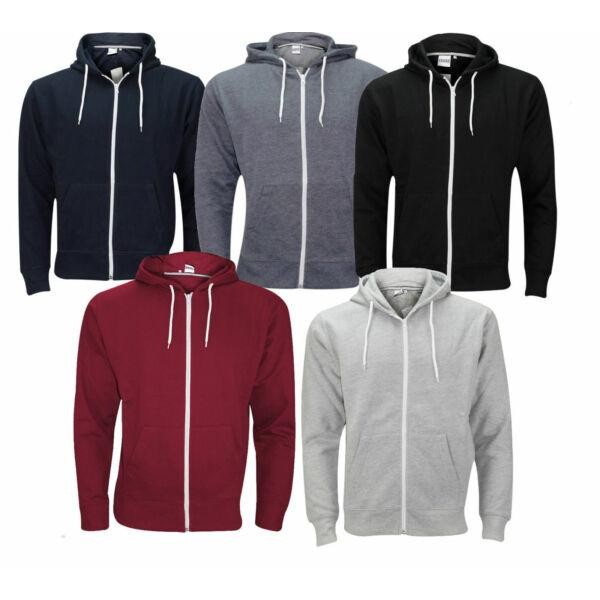 Mens Zip UP Hoodies Plain Hoody Jacket Sweatshirt Hooded American Fleece S -8XL