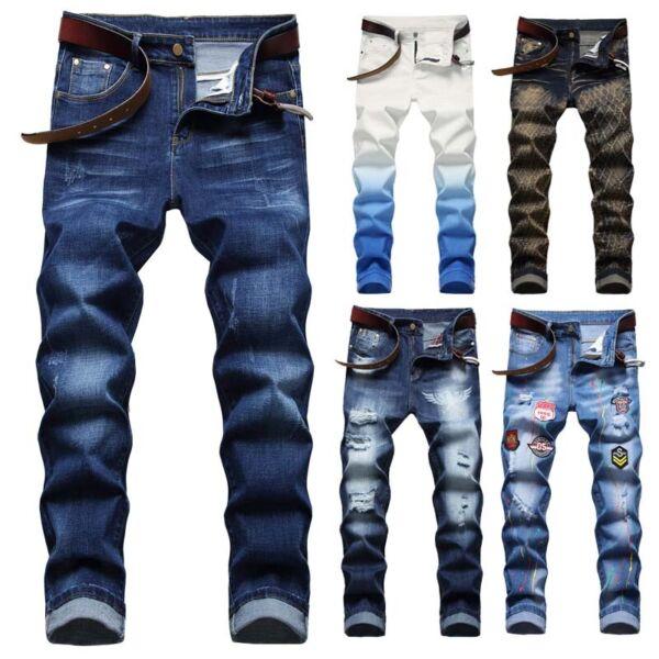 Men Skinny Jeans Slim Fit Pants Denim Pants Long Pants Men Jeans Ripped Jeans