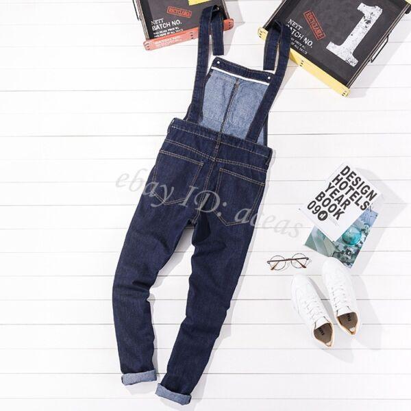 Mens Denim Overalls Slim Fit Jumpsuits Bib Pants Skinny Jeans Classic Fashion Sz