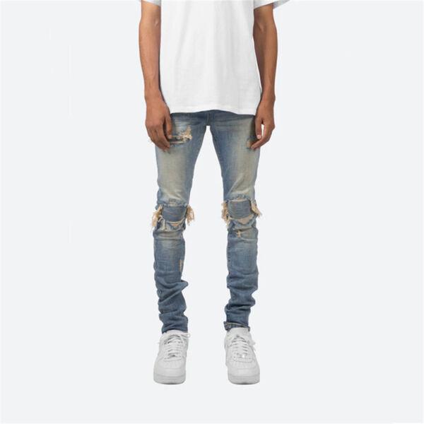 Men's Slimming Ripped Jeans Casual Biker Stretch Denim Pants Skinny Trousers