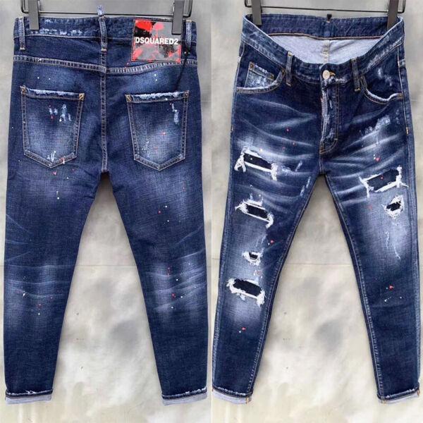 men denim fashion  Jeans fashion denim graffiti leisure loose jeans