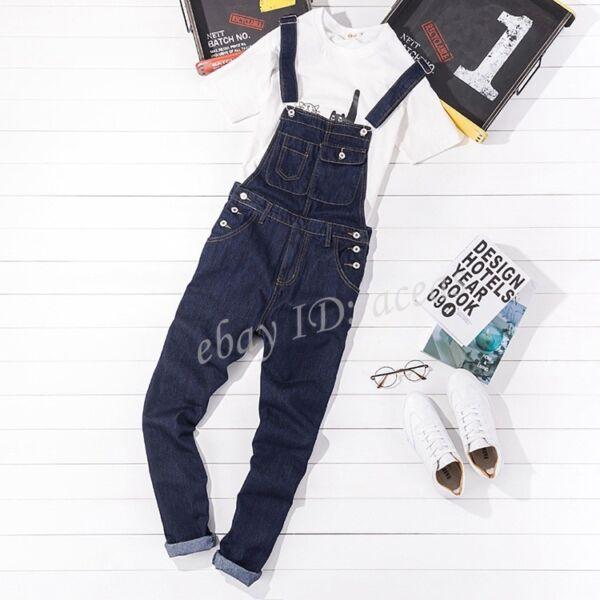 Mens Denim Overalls Slim Fit Jumpsuits Bib Pants Skinny Jeans Classic Fashion Sz