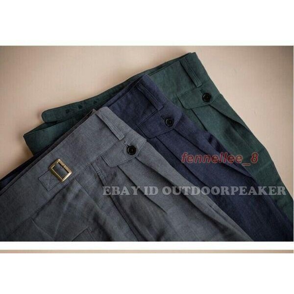 Retro GURKHA Pants Belted Casual Linen Pants GURKHA Trousers Straight High Waist