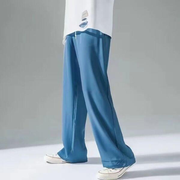 Ice Silk Men Joggers Sweatpants Wide Leg 2023