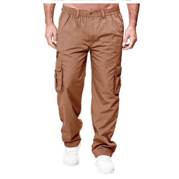 Mens Combat Work Pants Bottoms Lightweight Elasticated Waist Cargo Trousers uk