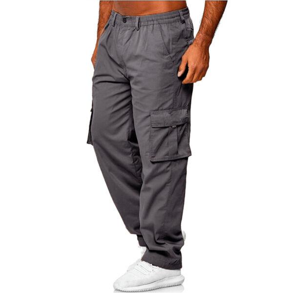 Mens Combat Work Pants Bottoms Lightweight Elasticated Waist Cargo Trousers uk