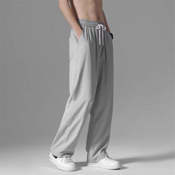 Ice Silk Men Joggers Sweatpants Wide Leg 2023