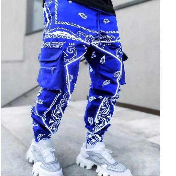 Hip Hop Printed Cargo Pants Men Trousers Fashion Streetwear Sweatpants Joggers