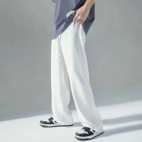 Ice Silk Men Joggers Sweatpants Wide Leg 2023