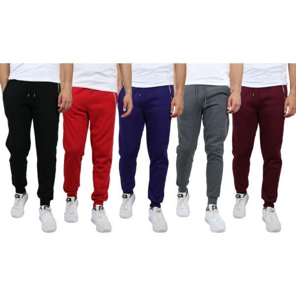 Mens Fleece Jogger Sweatpants With Zipper Pockets Slim Fit Warm Lounge Gym NWT