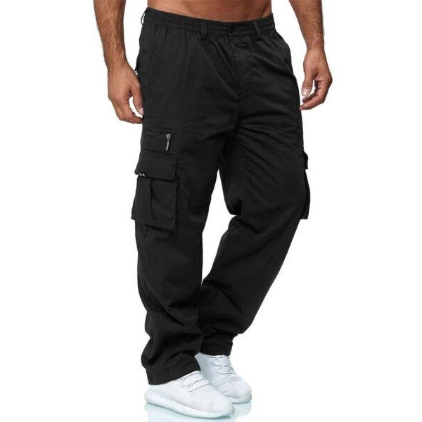 Mens Combat Work Pants Bottoms Lightweight Elasticated Waist Cargo Trousers uk