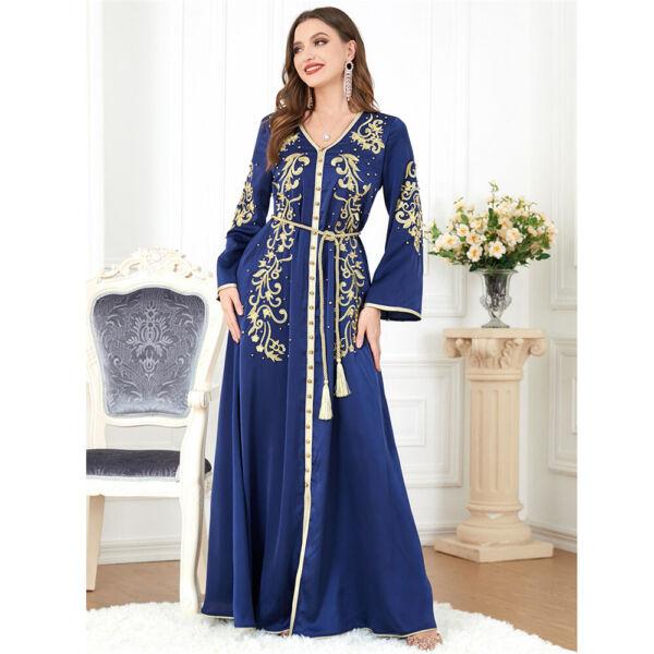 Muslim Women Moroccan Kaftan Maxi Dress Ramadan Dubai Abaya Jilbab Islamic Gown