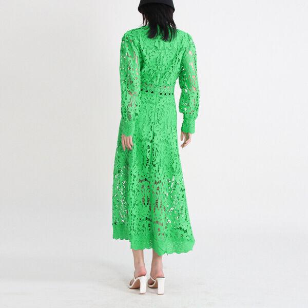 Hollow Out Embroidery Crochet Long Sleeve Dresses Womens Long Sleeve Long Dress